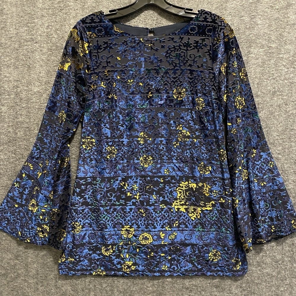 Eci Tunic Top M‎ Y2K Velvet Burnout Bell Sleeves Whimsigoth Fairy Grunge Lined